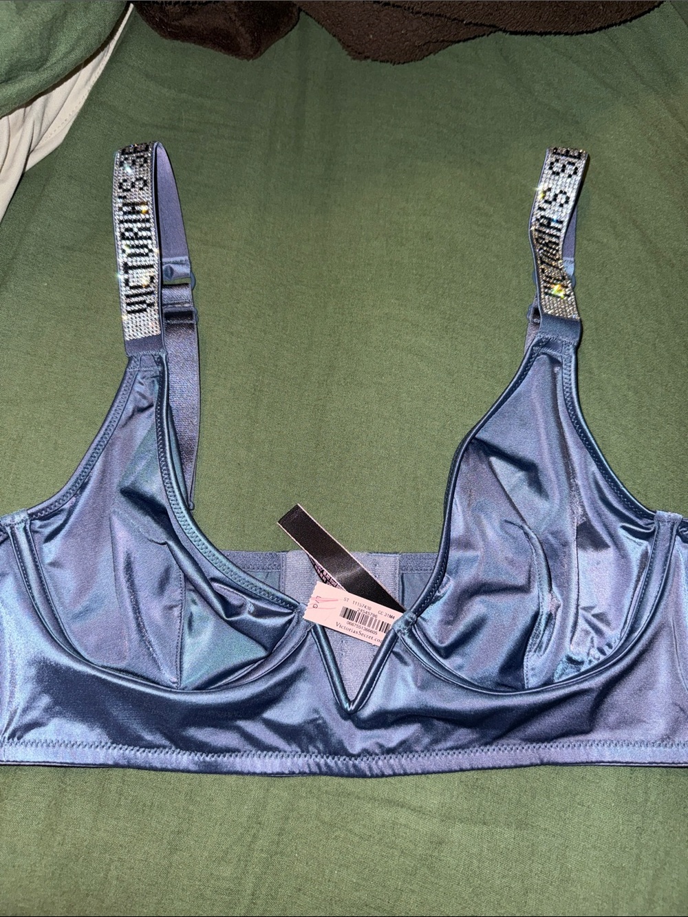 Blue Victorias Secret Rhinestone bra LARGE